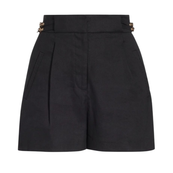 Veronica Beard Goodwin Buckle Shorts Black Linen Blend Size 8 NWT - Picture 16 of 16